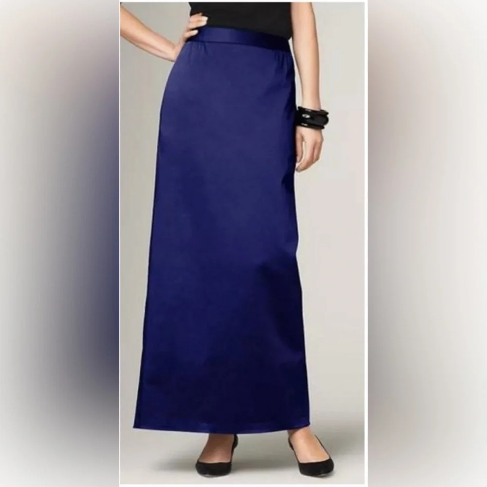 Talbots Royal Blue Duchesse Satin Maxi Skirt